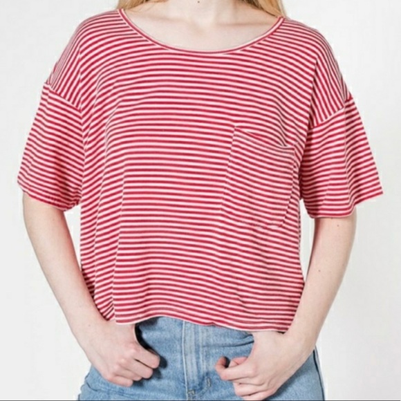 🧲 Red/White Striped Crop Top🧲 - Picture 1 of 5